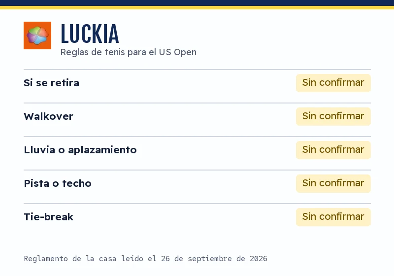 Reglas de tenis de Luckia para el US Open: retirada, walkover, lluvia, pista y tie-break